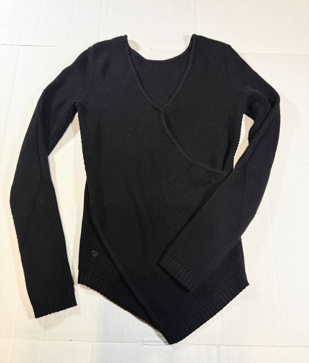 Lululemon Cashmere Wrap It Back Sweater, Black, size 2 or 4? Check measurements
